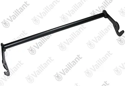 Schwarze, gerade Metallstange mit Halterungen an beiden Enden, hergestellt von Vaillant.